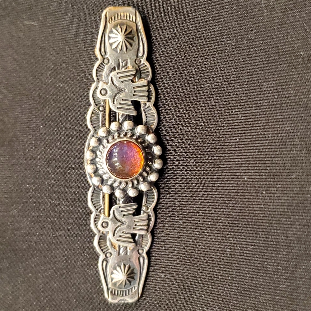 Vintage Navajo Sterling Silver and Garnet pin